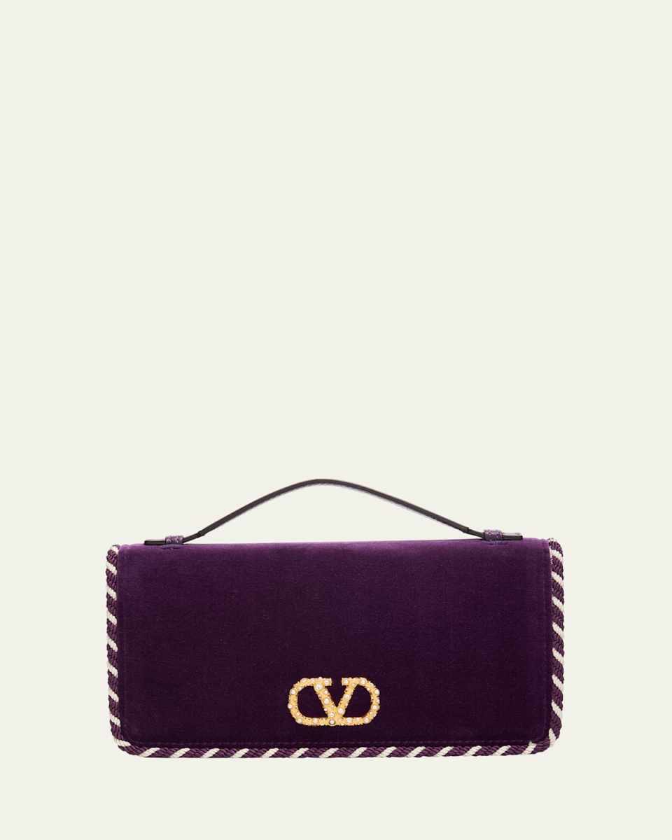 VLOGO Signature Suede Wallet with Chain Strap